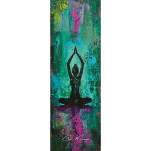 Kolorowa, podróżna mata do jogi z nadrukiem Joginki