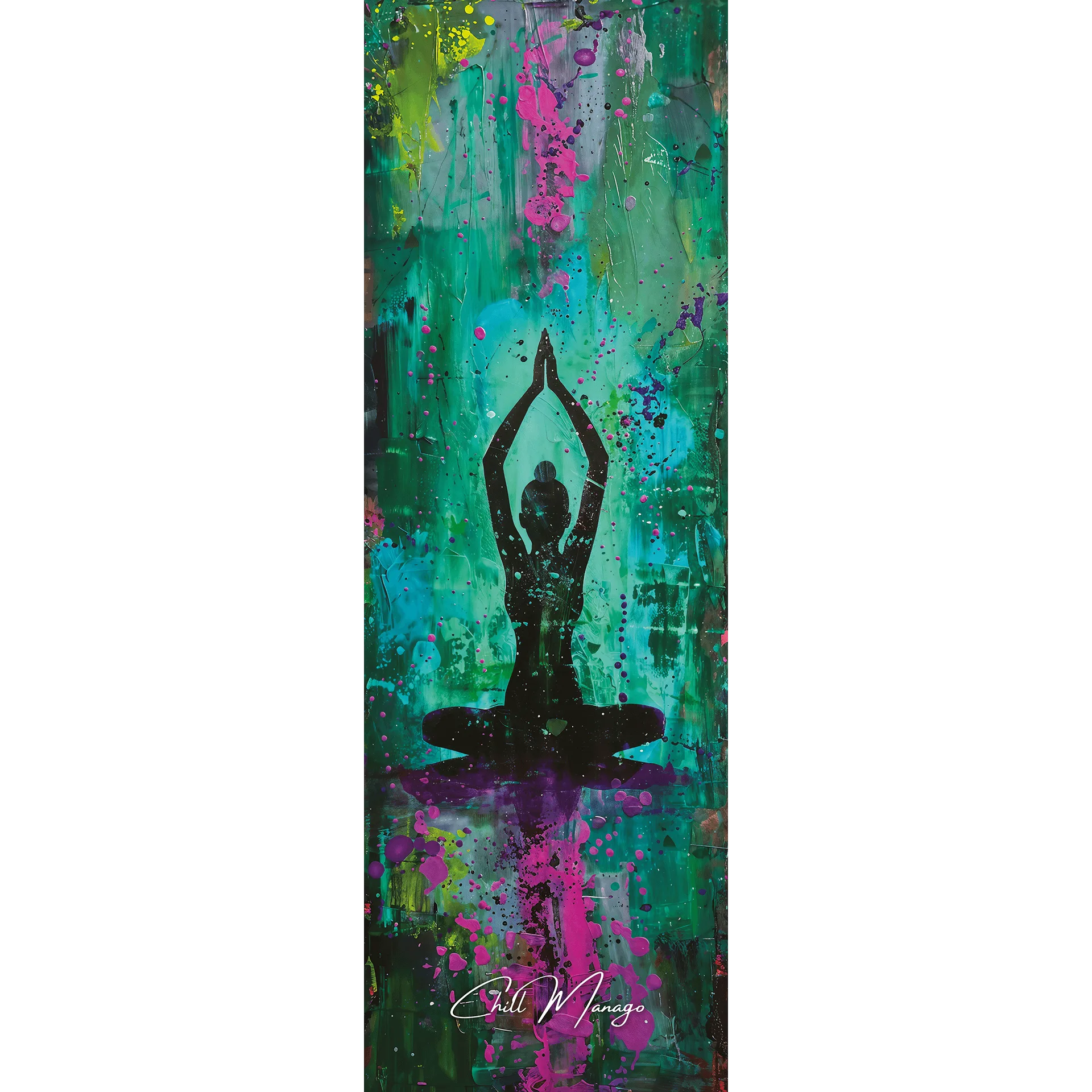 Kolorowa, podróżna mata do jogi z nadrukiem Joginki