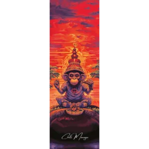 Maty do jogi Chill Manago: stacjonarna i ultralekka podróżna mata z unikalnym artystycznym wzorem chillującej małpy na energetycznym pomarańczowym tle