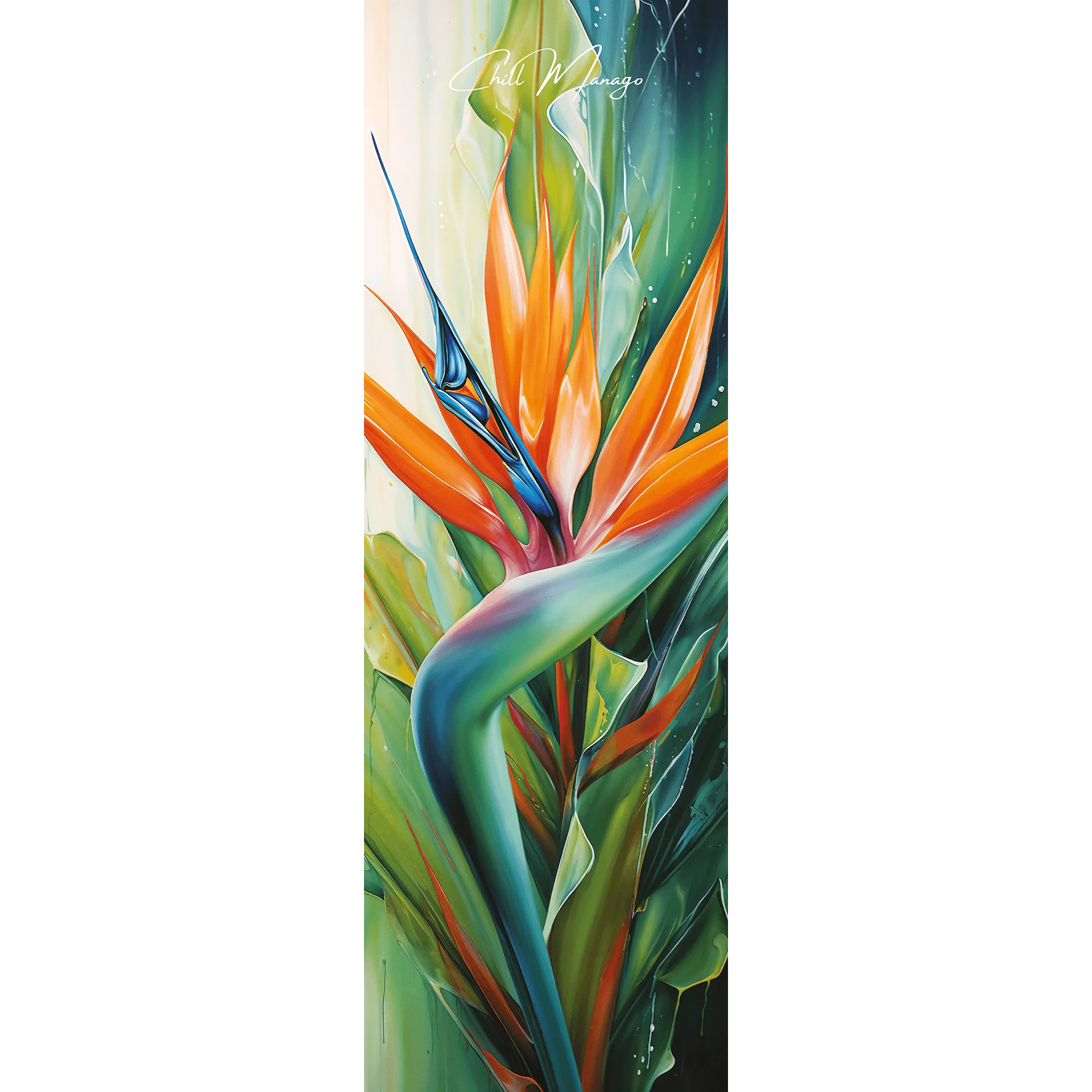 Maty do jogi Chill Manago: stacjonarna i ultralekka podróżna mata z unikalnym artystycznym wzorem barwnego rajskiego kwiatu